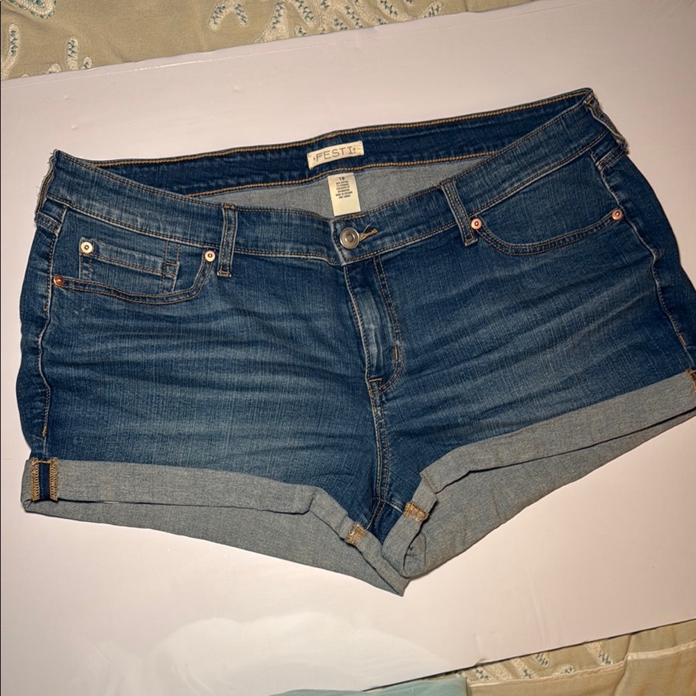 Torrid Blue Jean Shorts with Rolled Hems